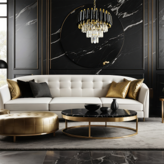 Krištáľový luster CRISTAL 5xE14, Ø380, čierna/zlatá