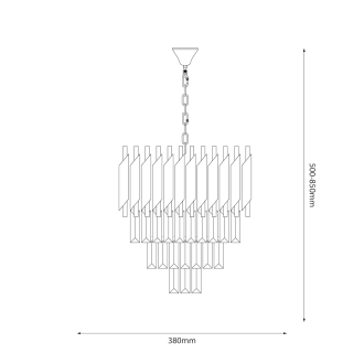Krištáľový luster CRISTAL 5xE14, Ø380, čierna/zlatá