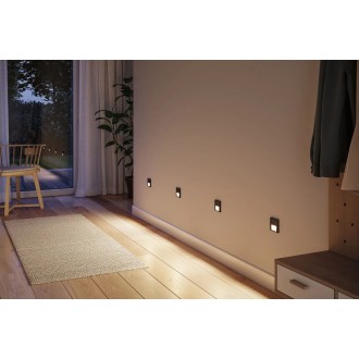 Paulmann 80004 - Orientačné LED svietidlo do steny Tsaro Leader 1W, 2700K, 80lm, čierna + senzor