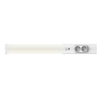 Podlinkové LED svietidlo DUAL 18W, 4000K, 1750lm, USB-A/C + zásuvky 230V, biela + vypínač