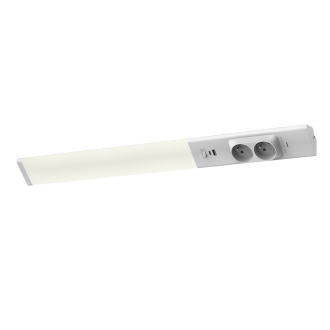 Podlinkové LED svietidlo DUAL 18W, 4000K, 1750lm, USB-A/C + zásuvky 230V, biela + vypínač
