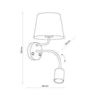 TK Lighting 2537 - Nástenná lampička Maja black 1xE27+1xGU10, čierna/textil
