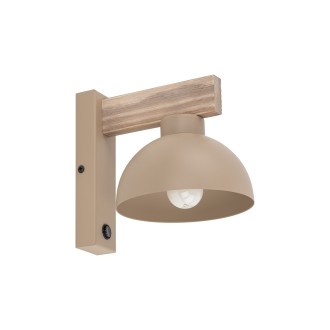 TK Lighting 11009 - Nástenné drevené svietidlo OSLO SABIA 1xE27, béžová/drevo + vypínač
