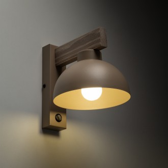 TK Lighting 11009 - Nástenné drevené svietidlo OSLO SABIA 1xE27, béžová/drevo + vypínač