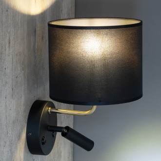 TK Lighting 4234 - Nástenné svietidlo Richi 1xE27 + 1xG9, čierna/zlatá/textil