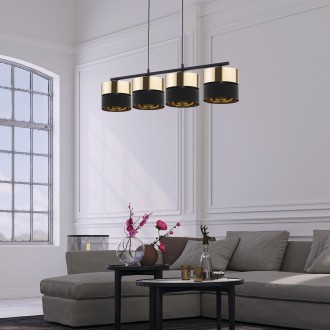 TK Lighting 4342 - Luster HILTON GOLD 4xE27, 940mm, čierna/zlatá/textil