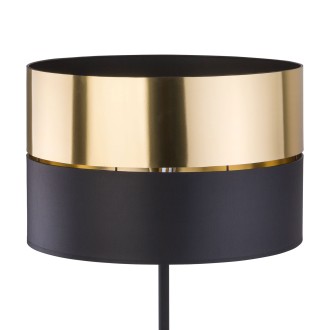 TK Lighting 5465 - Stojacia lampa HILTON GOLD 1xE27, Ø500, čierna/zlatá/textil