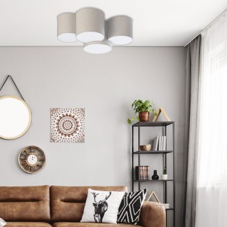 TK Lighting 6592 - Stropné textilné svietidlo Mona nature 4xE27, 690x500mm, hnedá