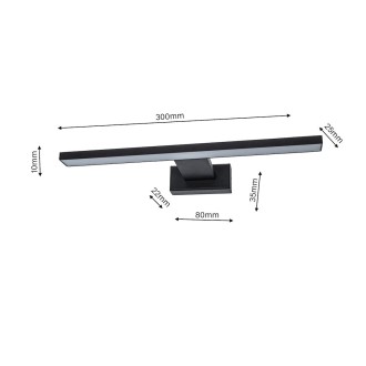 Nástenné kúpeľňové LED svietidlo SHINE BLACK 7W, 4000K, 490lm, 30cm, IP44, čierna