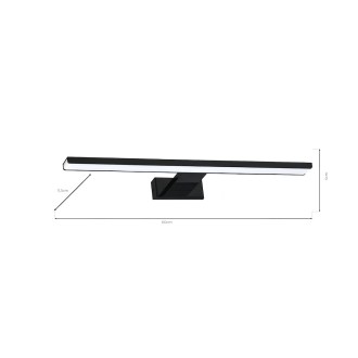 Nástenné kúpeľňové LED svietidlo SHINE BLACK 13,8 W, 4000K, 966lm, 60cm, IP44, čierna