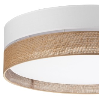 TK Lighting 6578 - Stropné textilné svietidlo Linobianco 4xE27, Ø600, biela/prírodné