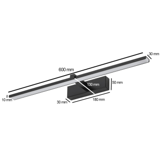 Idea led ID-9030 - Nástenné kúpeľňové LED svietidlo VENUS 12W, 4200K, 840lm, IP44, 60cm, čierna