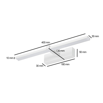 Idea led ID-9019 - Nástenné kúpeľňové LED svietidlo VENUS 8W, 4200K, 580lm, IP44, 40cm, biela