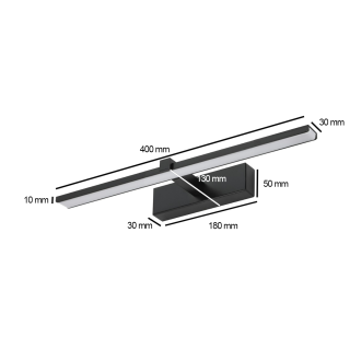 Idea led ID-9029 - Nástenné kúpeľňové LED svietidlo VENUS 8W, 4200K, 580lm, IP44, 40cm, čierna