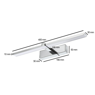 Idea led ID-9039 - Nástenné kúpeľňové LED svietidlo VENUS 8W, 4200K, 580lm, IP44, 40cm, chróm
