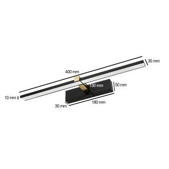 Idea led ID-9035 - Nástenné kúpeľňové LED svietidlo VENUS 8W, 4200K, 580lm, IP44, 40cm, čierna/zlatá