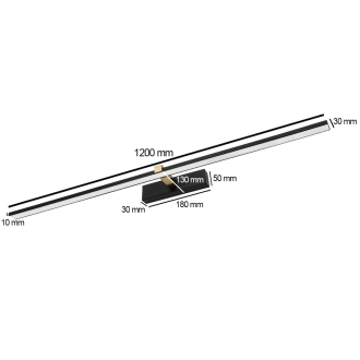 Idea led ID-9038 - Nástenné kúpeľňové LED svietidlo VENUS 24W, 4200K, 1640lm, IP44, 120cm, čierna/zlatá