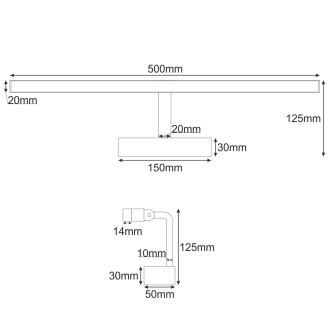 Idea led ID-9057 - Kúpeľňové LED svietidlo TERRA 12W, 4200K, 840lm, IP44, 50cm, čierna