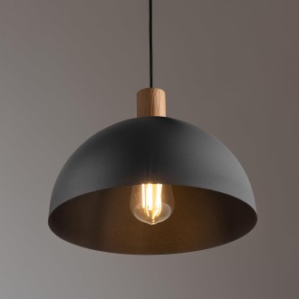 TK Lighting 4852 - Drevený luster Oslo black 1xE27, Ø335mm, čierna/drevo