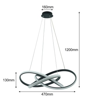 Idea ľad ID-4723 - LED luster Jasper 51W, 4000K, 4400lm, Ø470, čierna