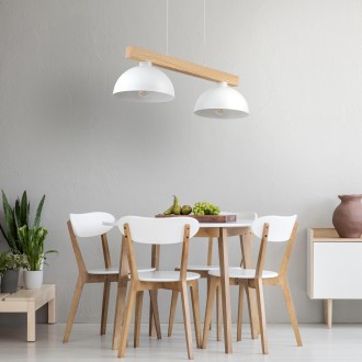 TK Lighting 4713 - Drevený luster Oslo white 2xE27, 830mm, biela/drevo