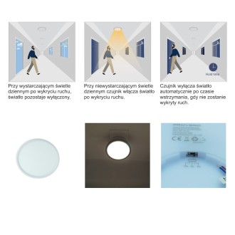 Idea led ID-4620-00 - Stropné LED svietidlo DENVER 24W, 4000K, 2570lm, IP20, Ø290, biela + senzor