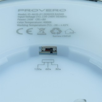 Idea led ID-4620-01 - Stropné LED svietidlo DENVER 24W, 4000K, 2570lm, IP20, Ø290, čierna + senzor