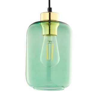 TK Lighting 6696 - Luster Marco 1xE27, Ø140, kov/sklo, zelená/zlatá/čierna