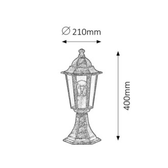 Rabalux 8236 - Vonkajšie stojanové svietidlo Velence 1xE27, IP43, 400mm, zlatá antika/sklo
