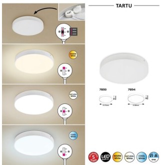 Rabalux 7894 - Vonkajšie stropné LED svietidlo Tartu 24W, 2800/4000/6000K, 2500lm, IP44, Ø300, biela