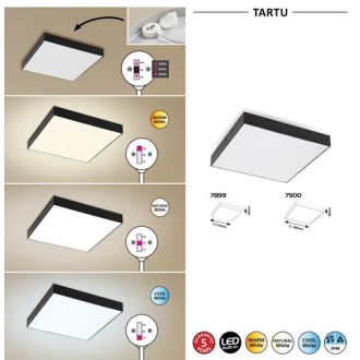 Rabalux 7899 - Vonkajšie stropné LED svietidlo Tartu 18W, 2800/4000/6000K, 1800lm, IP44, 175x175, čierna