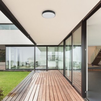 Rabalux 7898 - Vonkajšie stropné LED svietidlo Tartu 24W, 2800/4000/6000K, 2500lm, IP44, Ø300, čierna