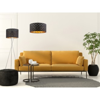 Globo 15229H - Textilný luster Clarke gold 1xE27, Ø400, matný nikel/čierna/zlatá