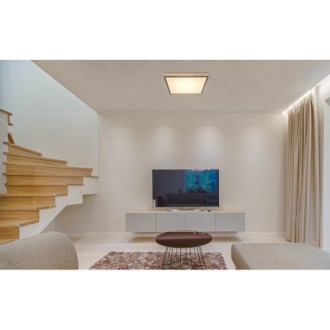 Globo 416080WD2 - Stropné LED svietidlo Doro 24W, 3000K, 1500lm, 450x450, grafit/opál/imitácia dreva