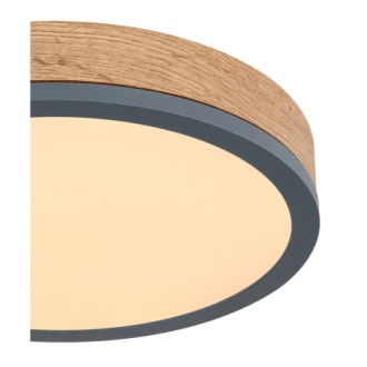 Globo 416080WD1R - Stropné LED svietidlo Doro 12W, 3000K, 950lm, Ø300, grafit/opál/imitácia dreva