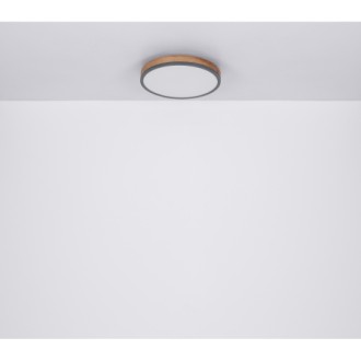 Globo 416080WD1R - Stropné LED svietidlo Doro 12W, 3000K, 950lm, Ø300, grafit/opál/imitácia dreva