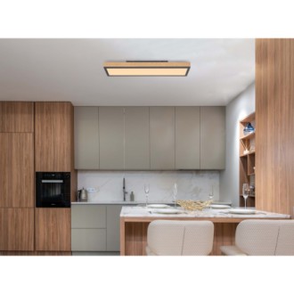 Globo 416080WD - Stropné LED svietidlo Doro 18W, 3000K, 1000lm, 150x600, grafit/opál/imitácia dreva
