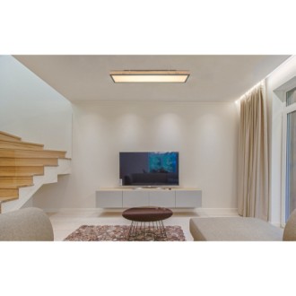 Globo 416080WD4 - Stropné LED svietidlo Doro 24W, 3000K, 1500lm, 800x200, grafit/opál/imitácia dreva