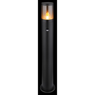 Globo 32016BSS - Vonkajšie stojanové svietidlo Xeloo 1xE27, IP44, 800mm, matná čierna/dymová + senzor