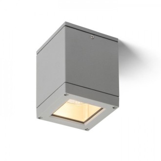 Rendl R10386 - Vonkajšie stropné svietidlo Quadra M 1xE27, IP54, 108x108, striebornosivá