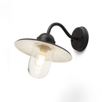 Rendl R13614 - Vonkajšie nástenné svietidlo Beacon 1xE27, IP44, čierna/štruktúrované sklo