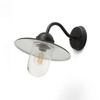 Rendl R13614 - Vonkajšie nástenné svietidlo Beacon 1xE27, IP44, čierna/štruktúrované sklo
