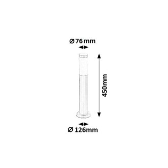 Rabalux 8263 - Vonkajšie stojanové svietidlo Inox torch 1xE27, IP44, Ø76, V450, saténový chróm/biela