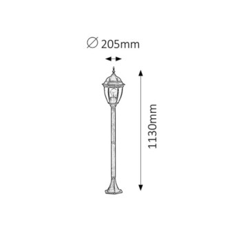 Rabalux 8385 - Vonkajšie stojanové svietidlo Toronto 1xE27, IP44, 1130mm, zlatá antika/sklo