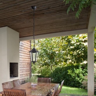 Rabalux 8208 - Vonkajšie závesné svietidlo Velence 1xE27, IP43, 950x210, čierna/sklo
