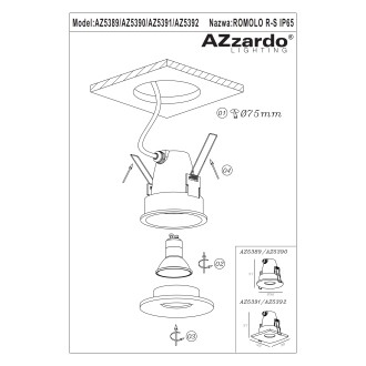 Azzardo AZ5391 - Vonkajšie podhľadové svietidlo Romolo S 1xGU10, IP65, 230V, 100x100, biela