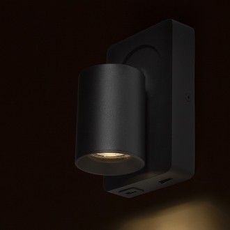 Rendl R13764 - Bodové nástenné svietidlo Voltera 1xGU10, USB, čierna