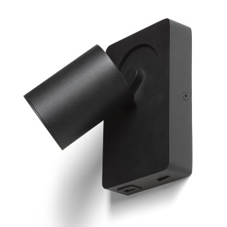 Rendl R13764 - Bodové nástenné svietidlo Voltera 1xGU10, USB, čierna