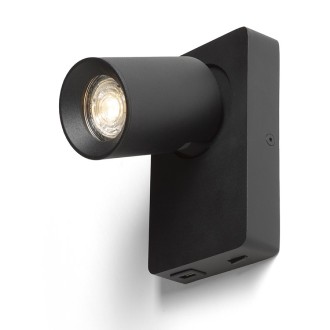 Rendl R13764 - Bodové nástenné svietidlo Voltera 1xGU10, USB, čierna