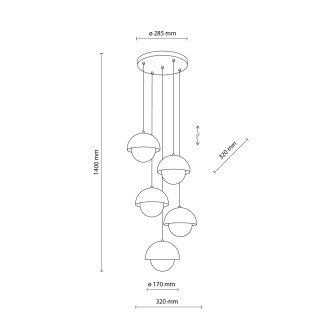 TK Lighting 10268 - Luster Bono 5xG9, Ø320, okrová/biela